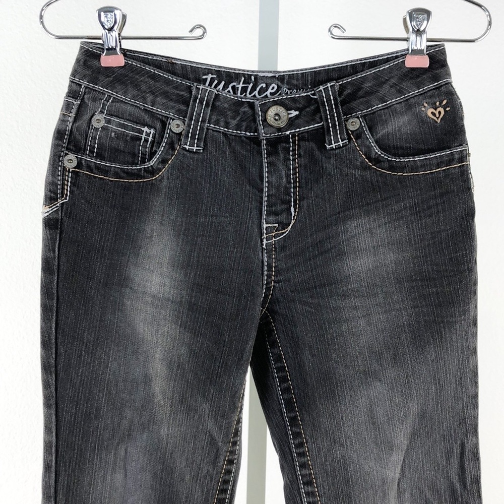 Justice Faded Black Straight Leg Jeans, 12 R - Picture 2 of 8